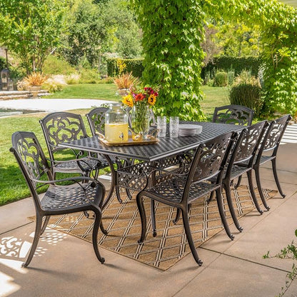 Christopher Knight Home Abigal Outdoor Cast Aluminum Dining Set, 9-Pcs Set, Shiny Copper Finish