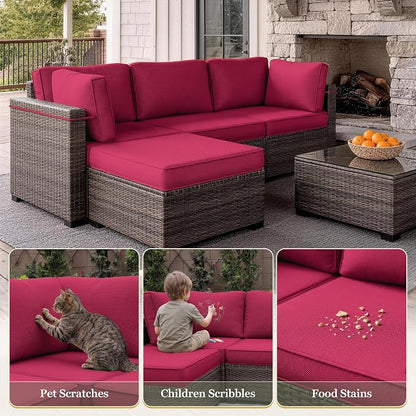 9 Pcs Outdoor Patio Cushions Covers Replacement Sets, Covers Only | 9 Pcs Patio Cushions Covers Replacement UV Resistant, Water Anti-Slip, Heavy-Duty Zippers for 5 Pcs Patio Furniture Set