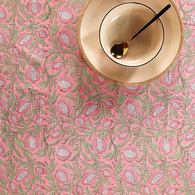 100% Cotton Hand Block Printed, Tablecloth for Kitchen, Dining, Table Cover for Parties, Chritmas, Weddings, Barbecues and Summer picnics Table Cloth