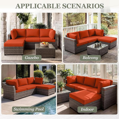 9 Pcs Outdoor Patio Cushions Covers Replacement Sets, Covers Only | 9 Pcs Patio Cushions Covers Replacement UV Resistant, Water Anti-Slip, Heavy-Duty Zippers for 5 Pcs Patio Furniture Set