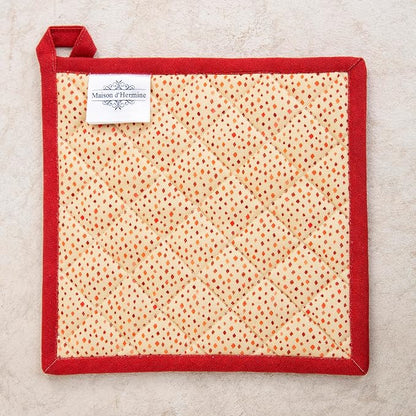 Maison d' Hermine Pot Holders 100% Cotton Potholders (8" x 8", Pack of 2) | Heat Resistant Hot Pads with Loop BBQ Cooking Baking Hotel Kitchen Handling Hot Pans Thanksgiving Christmas - Kalahari