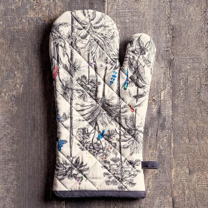Maison d' Hermine Oven Gloves 100% Cotton Oven Mitt 7" x 13" with Loop Heat Resistant BBQ Cooking Gloves for Thanksgiving Christmas Decorations Baking Handling Hot Pans (Pack of 1, Amazonia)