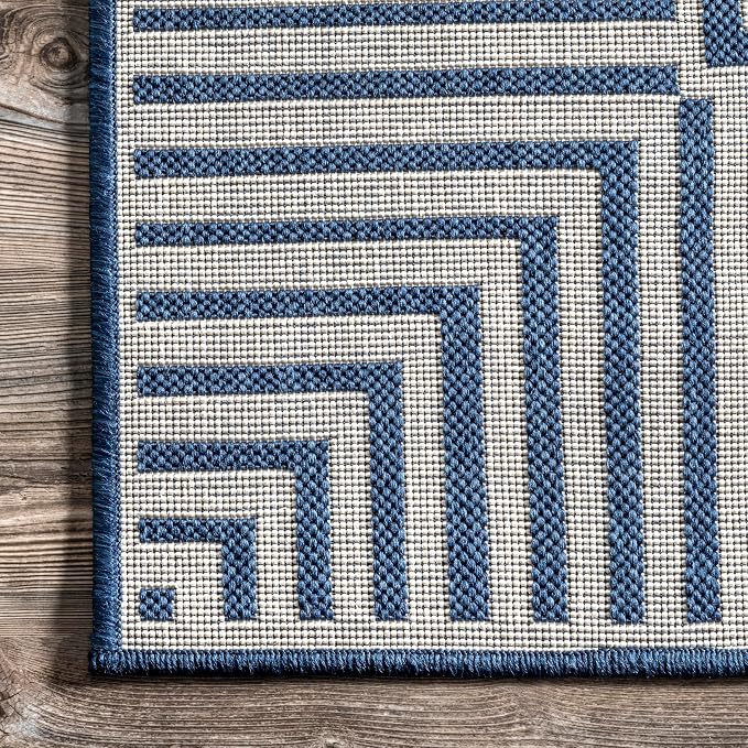 nuLOOM Asha Navy Bordered Power Loomed Indoor/Outdoor Area Rug, 2' x 3'