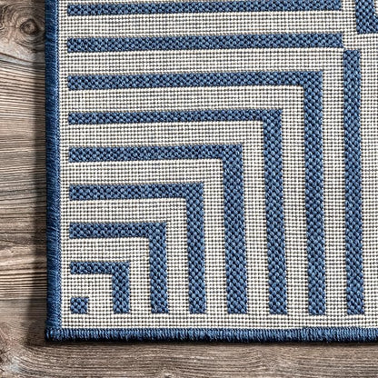 nuLOOM Asha Navy Bordered Power Loomed Indoor/Outdoor Area Rug, 2' x 3'