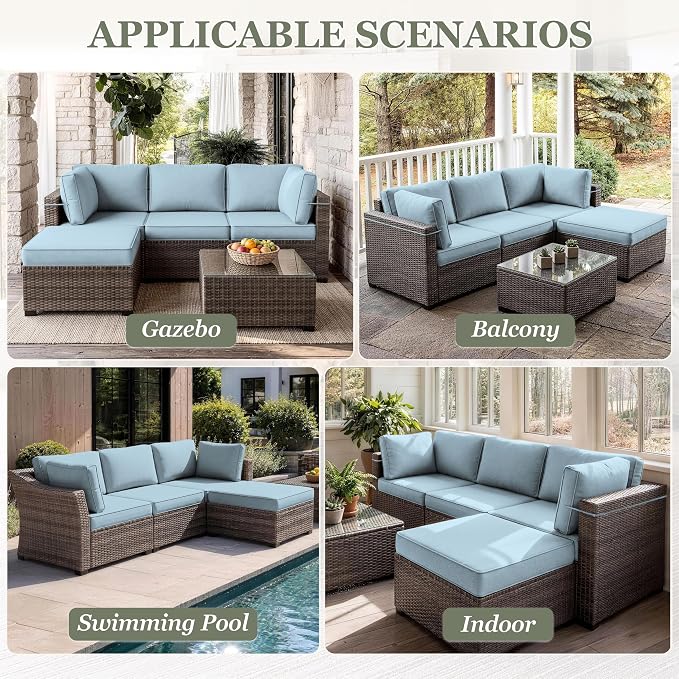 9 Pcs Outdoor Patio Cushions Covers Replacement Sets, Covers Only | 9 Pcs Patio Cushions Covers Replacement UV Resistant, Water Anti-Slip, Heavy-Duty Zippers for 5 Pcs Patio Furniture Set