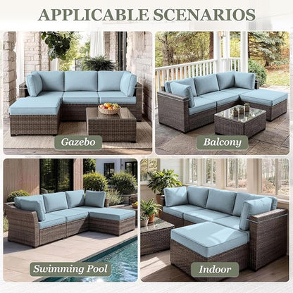 9 Pcs Outdoor Patio Cushions Covers Replacement Sets, Covers Only | 9 Pcs Patio Cushions Covers Replacement UV Resistant, Water Anti-Slip, Heavy-Duty Zippers for 5 Pcs Patio Furniture Set