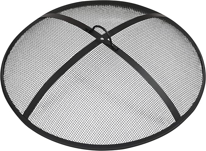 Sunnydaze Heavy-Duty Steel Mesh Fire Pit Screen - Fire Pit Spark Screen with Handle - 36-Inch Diameter