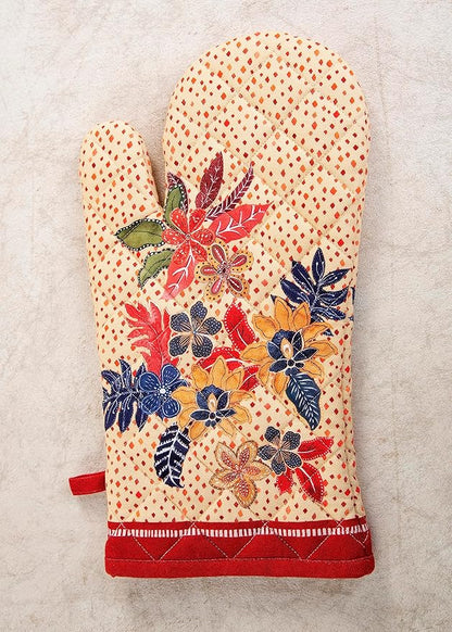 Maison d' Hermine Oven Gloves 100% Cotton Oven Mitt 7" x 13" with Loop Heat Resistant BBQ Cooking Gloves for Thanksgiving Christmas Decorations Baking Handling Hot Pans (Pack of 1, Kalahari)