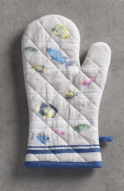 Maison d'Hermine Oven Gloves 100% Cotton Oven Mitt (7" x 13", Pack of 1) | With Loop Heat Resistant BBQ Cooking Gloves Baking Grilling Kitchen Handling Hot Pans Spring Summer - Poisson