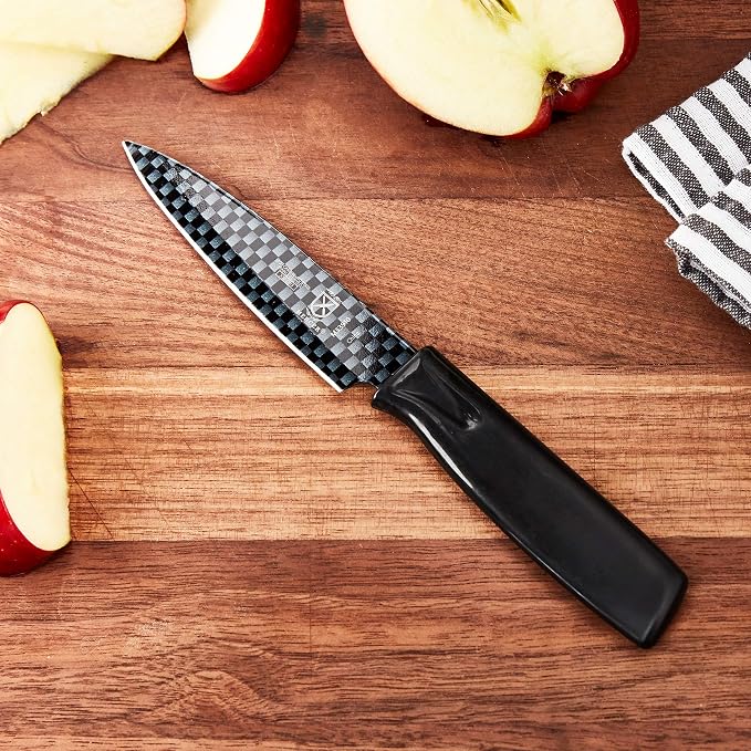 Mercer Culinary Non-Stick Paring Knife with ABS Sheath, 4 Inch, Black, 1 Pack
