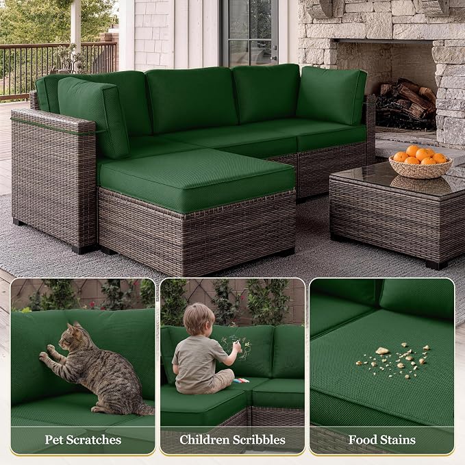 9 Pcs Outdoor Patio Cushions Covers Replacement Sets, Covers Only | 9 Pcs Patio Cushions Covers Replacement UV Resistant, Water Anti-Slip, Heavy-Duty Zippers for 5 Pcs Patio Furniture Set