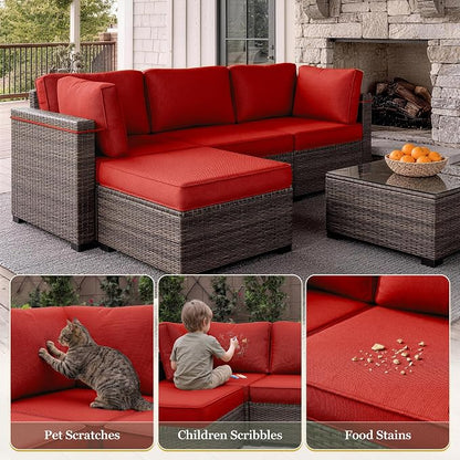9 Pcs Outdoor Patio Cushions Covers Replacement Sets, Covers Only | 9 Pcs Patio Cushions Covers Replacement UV Resistant, Water Anti-Slip, Heavy-Duty Zippers for 5 Pcs Patio Furniture Set