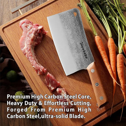 7.6 Inch Heavy Duty Meat Cleaver, 5CR15 High Carbon Stainless Steel Butcher Knife for Chopping Bone, Meat - with Gift Box, Professional Kitchen BBQ Chef Knife