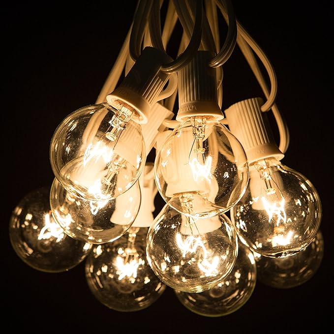 Hometown Evolution, Inc. 10 Foot Globe String Lights (10 Foot, G40 Clear - White Wire - 1.6" 5 Watt Bulbs)