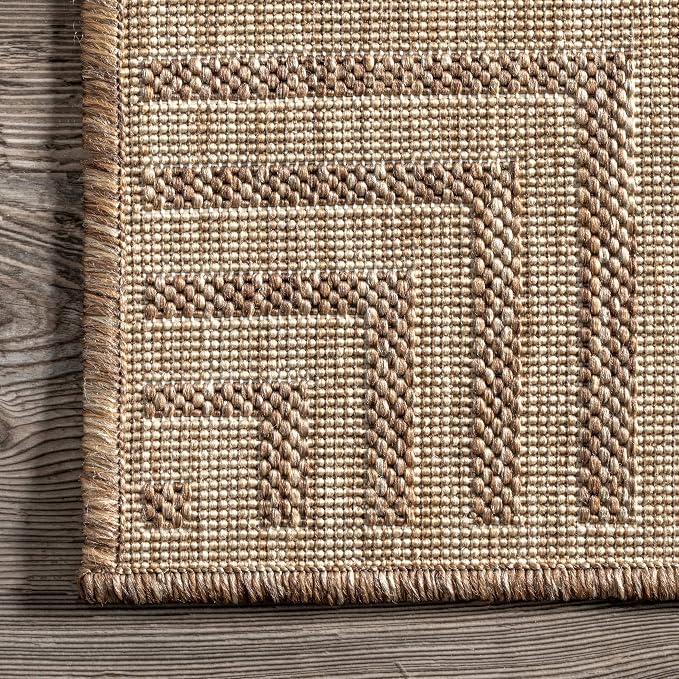 nuLOOM Asha Light Brown Bordered Indoor/Outdoor Area Rug, 4' x 6'