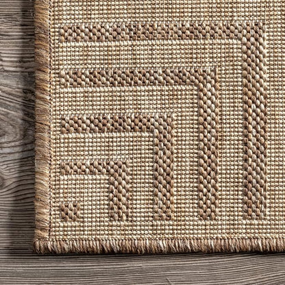 nuLOOM Asha Light Brown Bordered Indoor/Outdoor Area Rug, 4' x 6'