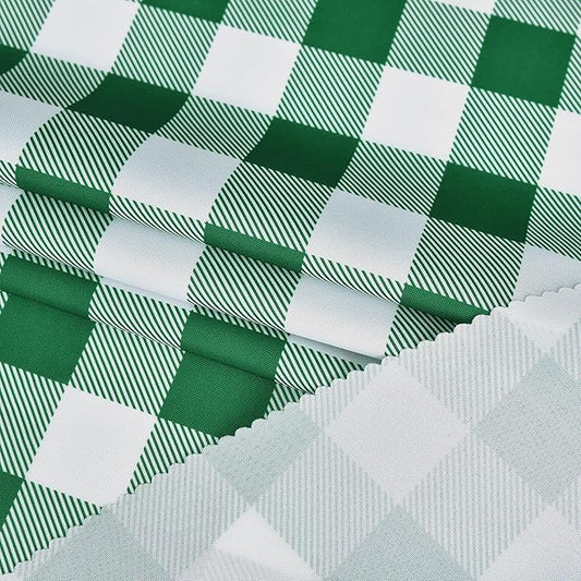 Waterproof Plaid Tablecloth Fabric - Round 108 Inch Classic Gingham Checker Table Cloth for Indoor/Outdoor Use - Buffalo Table Cover for Picnics, BBQs, and Parties
