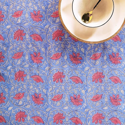 100% Cotton Hand Block Printed, Tablecloth for Kitchen, Dining, Table Cover for Parties, Chritmas, Weddings, Barbecues and Summer picnics Table Cloth