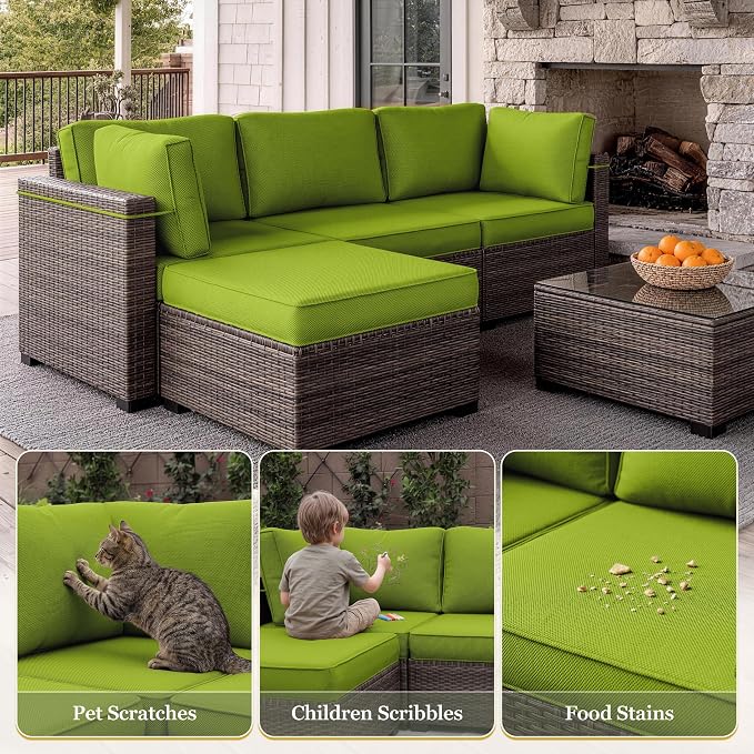 9 Pcs Outdoor Patio Cushions Covers Replacement Sets, Covers Only | 9 Pcs Patio Cushions Covers Replacement UV Resistant, Water Anti-Slip, Heavy-Duty Zippers for 5 Pcs Patio Furniture Set