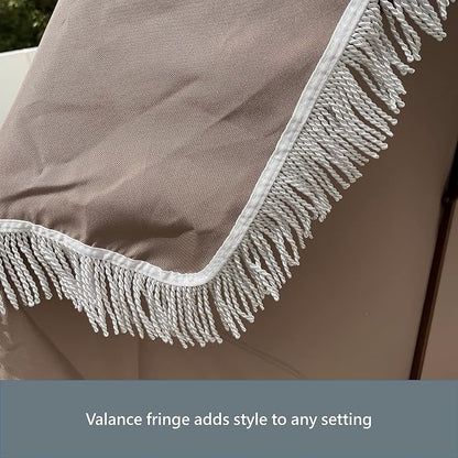 FORMOSA 9ft 6 Rib Market Premium Patio Umbrella Replacement Canopy - 300D UV Protective and Water Resistant Patio Canopy - Umbrella Replacement Cover (CANOPY ONLY) (Taupe Fringe)