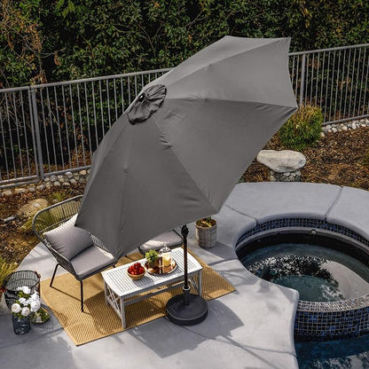 Sunline 9 ft Patio Umbrella with Crank & Push Button Tilt, Outdoor Market Umbrella with UV Protection & Wind Vent and Fiberglass Ribs, Metal Frame for Deck, Pool & Table, Taupe