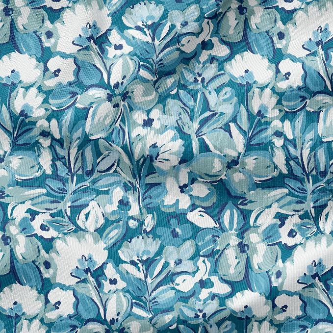 Arden Outdoor Tufted Chaise Cushion, 22x76, Aqua Blue Floral | Plush Comfort, Modern Tuft, Lounge Cushion, Rain-Proof, Fade Resistant, Mold and Mildew Resistant