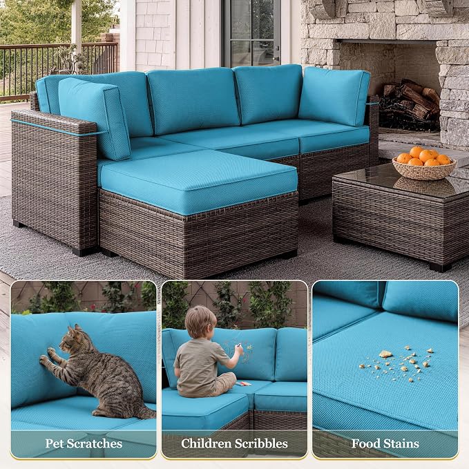 9 Pcs Outdoor Patio Cushions Covers Replacement Sets, Covers Only | 9 Pcs Patio Cushions Covers Replacement UV Resistant, Water Anti-Slip, Heavy-Duty Zippers for 5 Pcs Patio Furniture Set