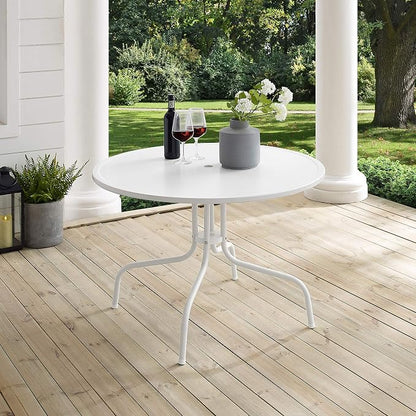 Crosley Furniture Griffith 5-Piece Outdoor Dining Set for 4, Retro Metal Round Patio Table and Chairs, White and Key Lime