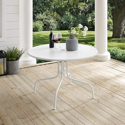Crosley Furniture Griffith 5-Piece Outdoor Dining Set for 4, Retro Metal Round Patio Table and Chairs, White and Tangerine