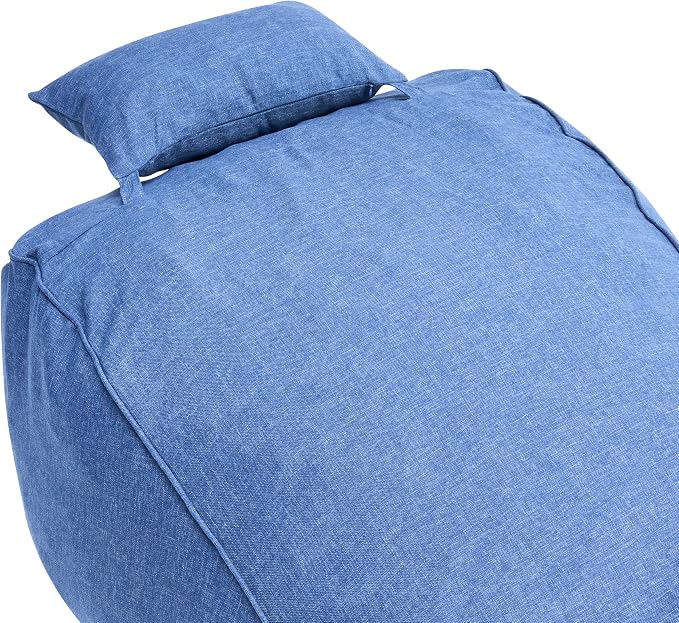 Christopher Knight Home Morton Outdoor Bean Bag Chair Set of 2, Fabric Bean Bag Chair for Adults and Kids, Indoor/Outdoor Sun Lounger with Headrest, Patio Chaise Lounge Chair Set of 2, Navy Blue