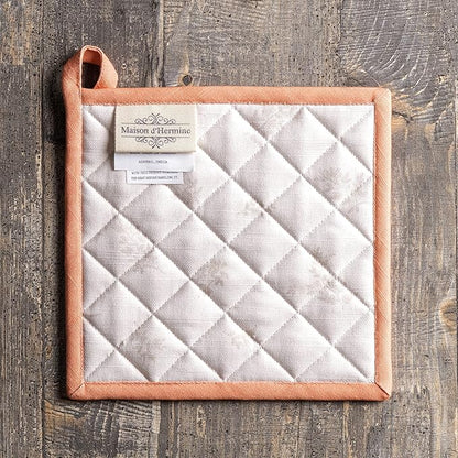 Maison d' Hermine Pot Holders Set 100% Cotton Heat Resistant Potholders 8" x 8" Hot Pads with Loop for Thanksgiving Christmas Decorations BBQ Baking Handling Hot Pans (Pack of 2, Giving Thanks)