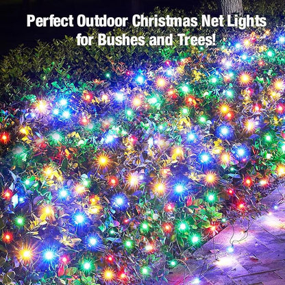 Led Multicolor Christmas Net Lights Outdoor Christmas Bushes Lights 120Led 6ftx5ft, Connectable Outdoor Indoor Mesh Net Lighting for Xmas Holiday, Garden, Lawn, Shrubs, Trees, Bushes Decorations