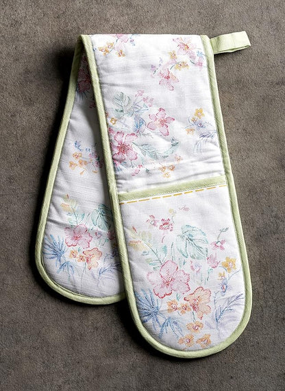 Maison d' Hermine Paradise Island 100% Cotton Easter Double Oven Glove with Loop Heat Resistant for BBQ | Cooking | Baking | Grilling | Microwave | Barbecue | Spring/Summer (7.5 Inch by 35 Inch)