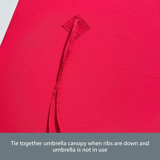 FORMOSA 9ft 6 Rib Market Premium Patio Umbrella Replacement Canopy - 300D UV Protective and Water Resistant Patio Canopy - Umbrella Replacement Cover (CANOPY ONLY) (Red Fringe)