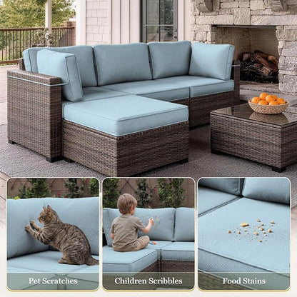 9 Pcs Outdoor Patio Cushions Covers Replacement Sets, Covers Only | 9 Pcs Patio Cushions Covers Replacement UV Resistant, Water Anti-Slip, Heavy-Duty Zippers for 5 Pcs Patio Furniture Set
