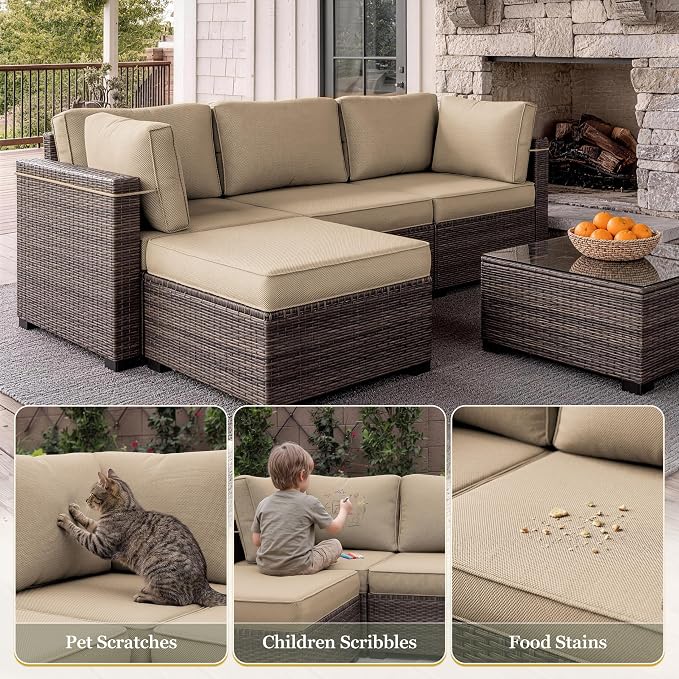 9 Pcs Outdoor Patio Cushions Covers Replacement Sets, Covers Only | 9 Pcs Patio Cushions Covers Replacement UV Resistant, Water Anti-Slip, Heavy-Duty Zippers for 5 Pcs Patio Furniture Set