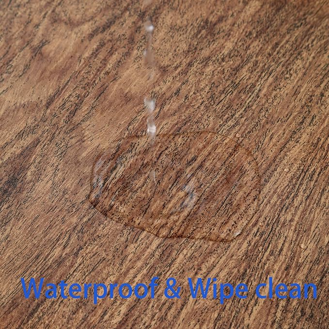 Walrus Heavy Duty Vinyl Tablecloth with Flannel Backing Waterproof Oil-Proof Plastic Table Cloth Stain-Resistant Wipeable Rectangle or Square Table Cover for Indoor and Outdoor (Wood, 52X70 Inch)