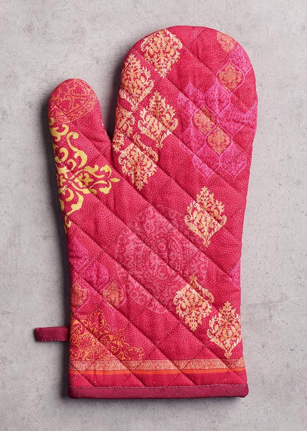 Maison d'Hermine Oven Gloves 100% Cotton Oven Mitt (7" x 13", Pack of 1) | With Loop Heat Resistant BBQ Cooking Gloves Baking Kitchen Handling Hot Pans Thanksgiving Christmas - Versailles
