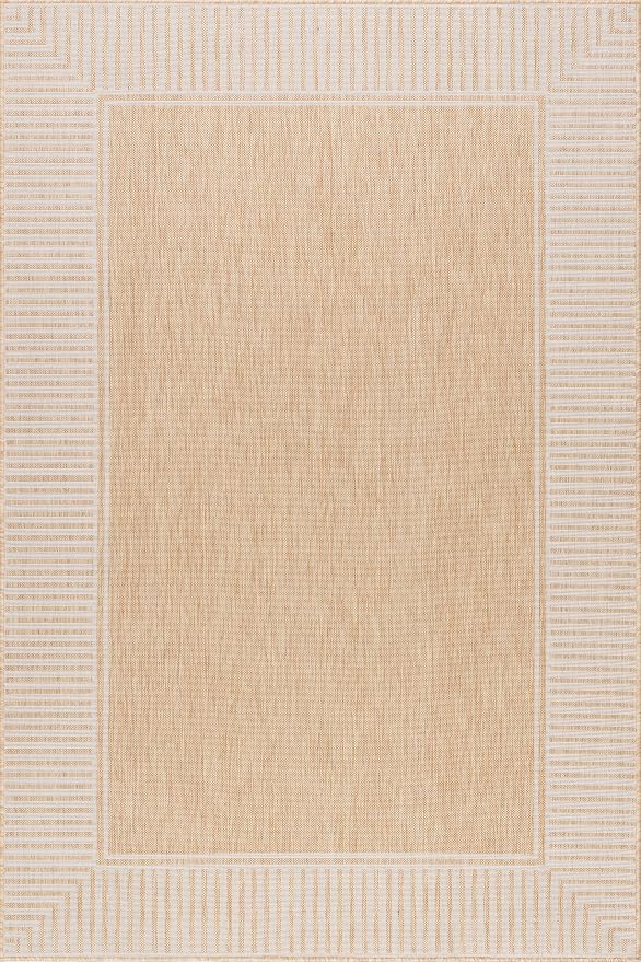 nuLOOM Asha Tan Bordered Power Loomed Indoor/Outdoor Area Rug, 4' x 6'