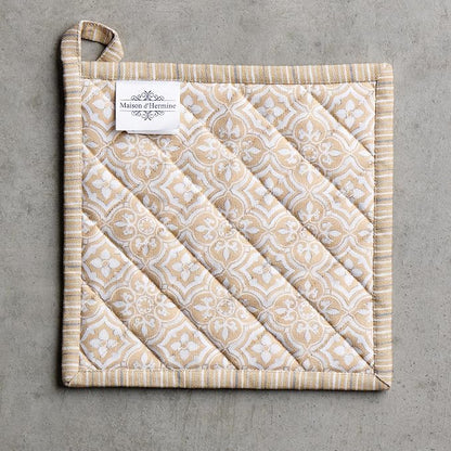 Maison d' Hermine Pot Holders 100% Cotton Potholders (8" x 8", Pack of 2) | Heat Resistant Hot Pads with Loop BBQ Cooking Baking Hotel Kitchen Handling Hot Pans Thanksgiving Christmas - Pretty Autumn