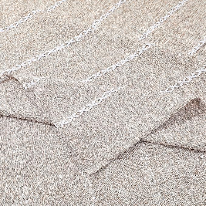 Chassic 60 x 120 inches Farmhouse Style Linen tablecloths, Wrinkle Resistant Washable Dining Room Table Cloths for 8 Foot Rectangle Tables - Light Coffee