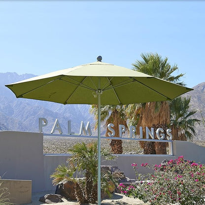 California Umbrella 9' Round Aluminum/Fiberglass Umbrella, Push Open, Bronze Pole, Sunbrella Pacific Blue