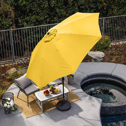 Sunline 9 ft Patio Umbrella with Crank & Push Button Tilt, Outdoor Market Umbrella with UV Protection & Wind Vent and Fiberglass Ribs, Metal Frame for Deck, Pool & Table, Yellow