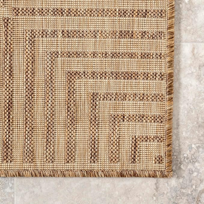 nuLOOM Asha Light Brown Bordered Indoor/Outdoor Area Rug, 10' x 12'