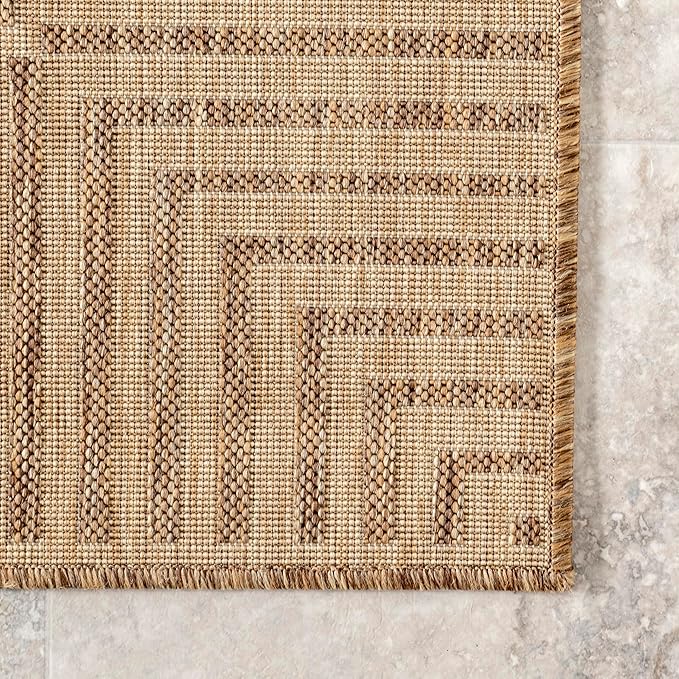 nuLOOM Asha Light Brown Bordered Indoor/Outdoor Area Rug, 4' Square