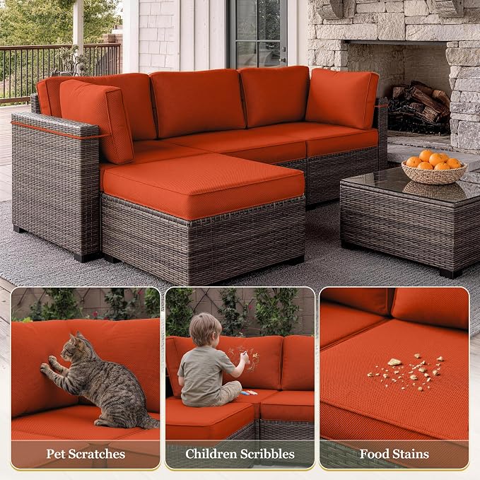 9 Pcs Outdoor Patio Cushions Covers Replacement Sets, Covers Only | 9 Pcs Patio Cushions Covers Replacement UV Resistant, Water Anti-Slip, Heavy-Duty Zippers for 5 Pcs Patio Furniture Set