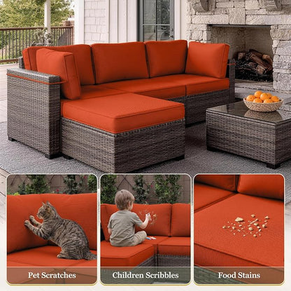 9 Pcs Outdoor Patio Cushions Covers Replacement Sets, Covers Only | 9 Pcs Patio Cushions Covers Replacement UV Resistant, Water Anti-Slip, Heavy-Duty Zippers for 5 Pcs Patio Furniture Set