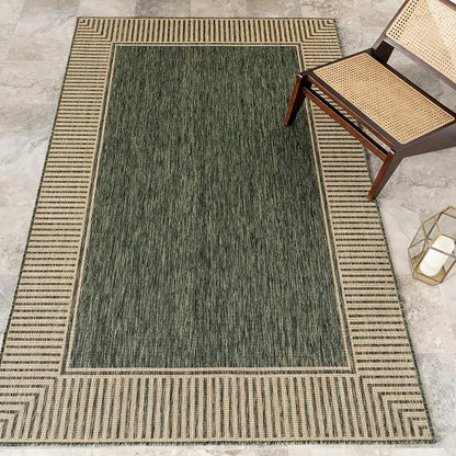 nuLOOM Asha Green Bordered Power Loomed Indoor/Outdoor Area Rug, 10' x 12'