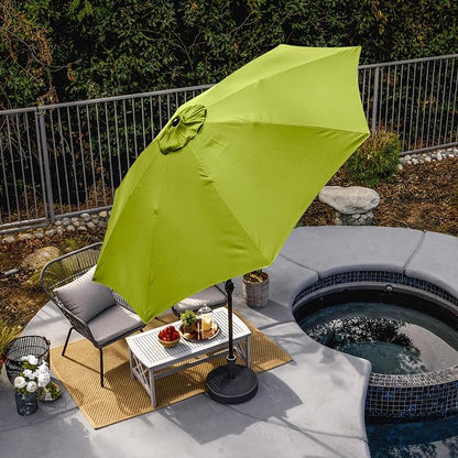 Sunline 9 ft Patio Umbrella with Crank & Push Button Tilt, Outdoor Market Umbrella with UV Protection & Wind Vent and Fiberglass Ribs, Metal Frame for Deck, Pool & Table, Lime