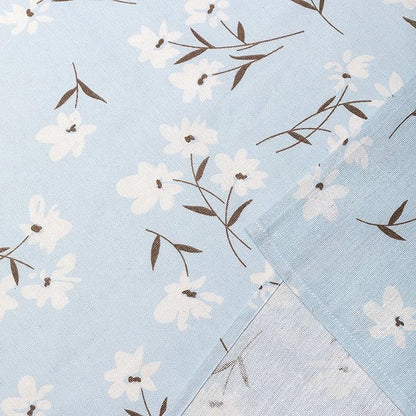 Pastoral Round Tablecloth - 60 Inch Dia. - Linen Fabric Table Cloth - Washable Table Cover with Dust-Proof Wrinkle Resistant for Restaurant, Picnic, Indoor and Outdoor Dining, Floral (Light Blue)